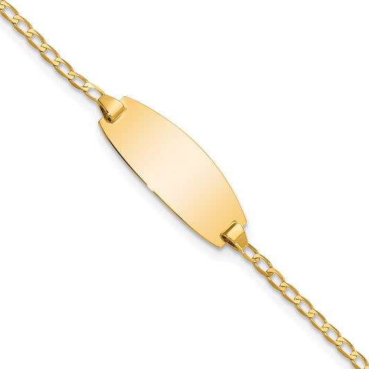 Solid 14K Yellow Gold Oval Curb ID Bracelet