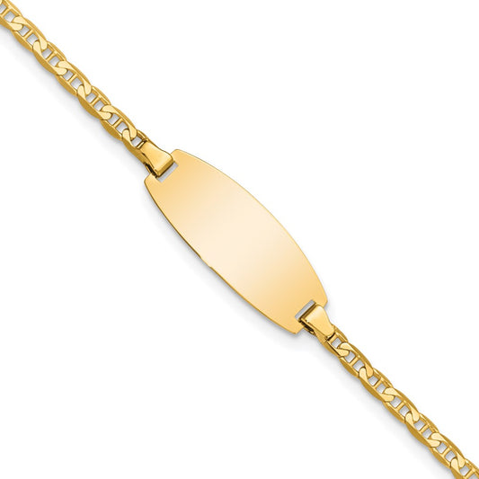 Solid 14K Yellow Gold Oval Anchor ID Bracelet