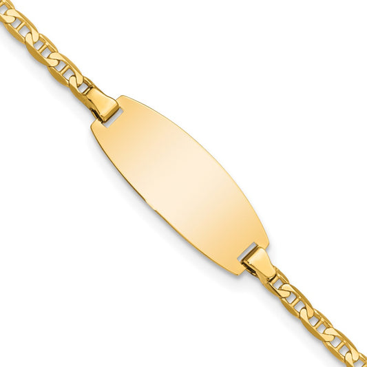 Solid 14K Yellow Gold Oval Anchor ID Bracelet