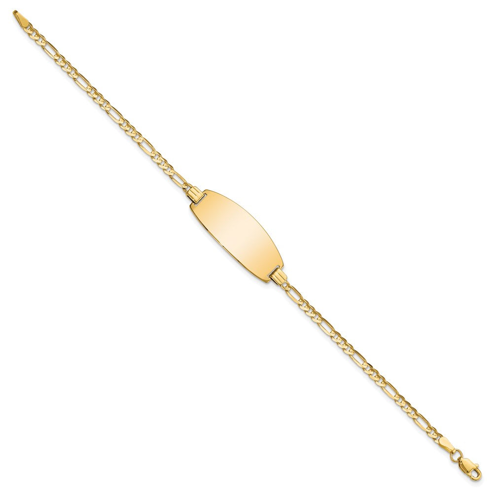 Solid 14K Yellow Gold Oval Figaro ID Bracelet