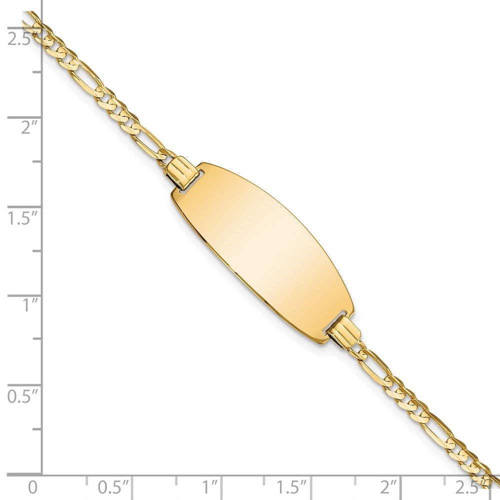 Solid 14K Yellow Gold Oval Figaro ID Bracelet