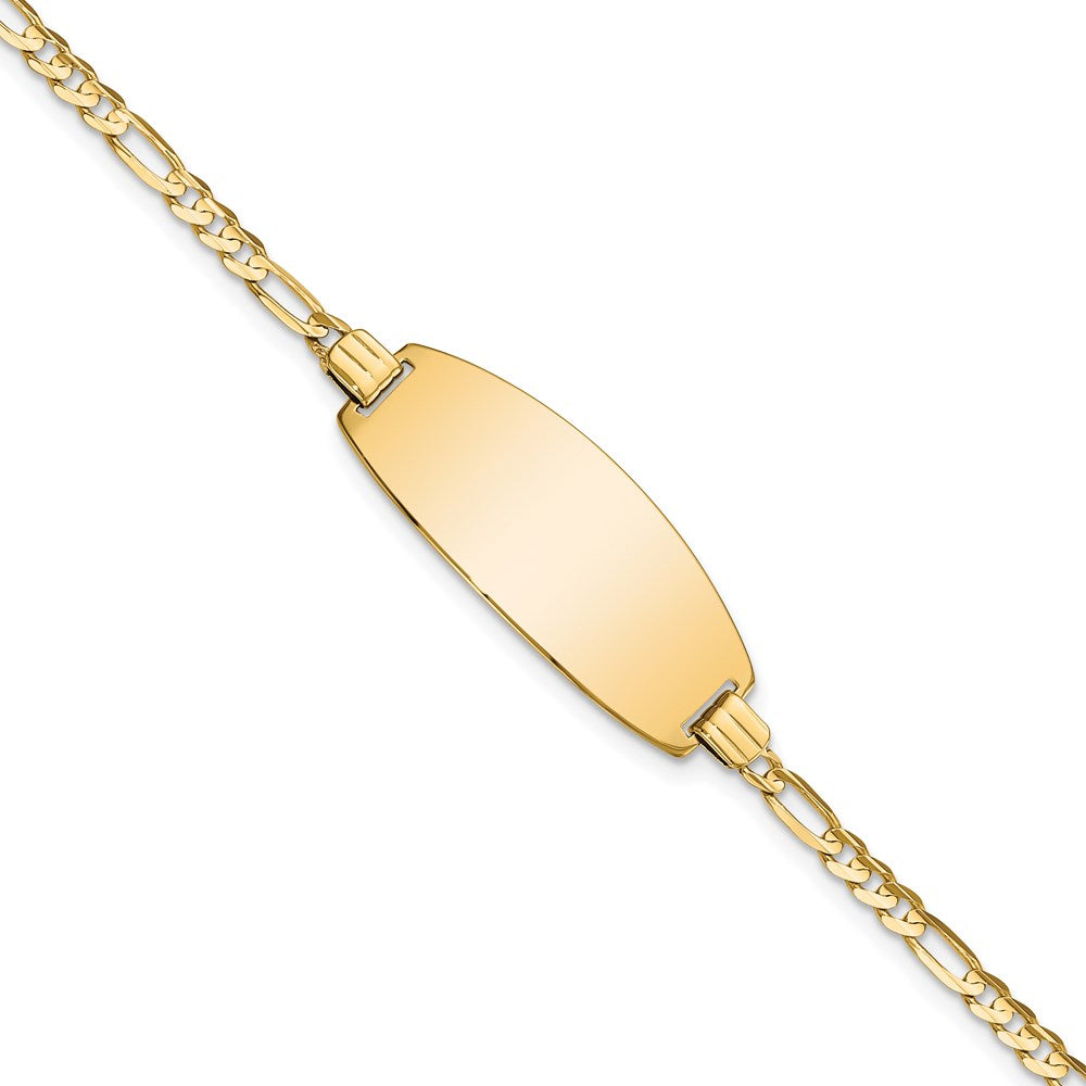 Solid 14K Yellow Gold Oval Figaro ID Bracelet