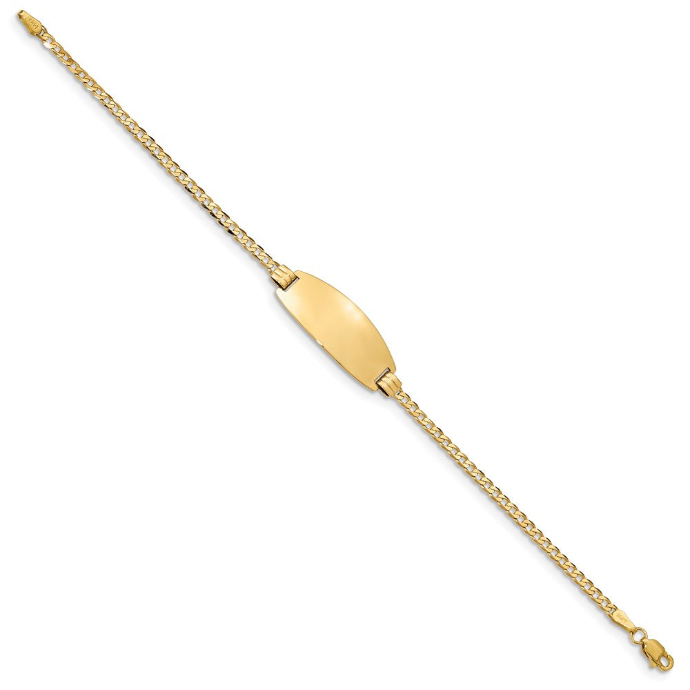 Solid 14K Yellow Gold Oval Curb ID Bracelet