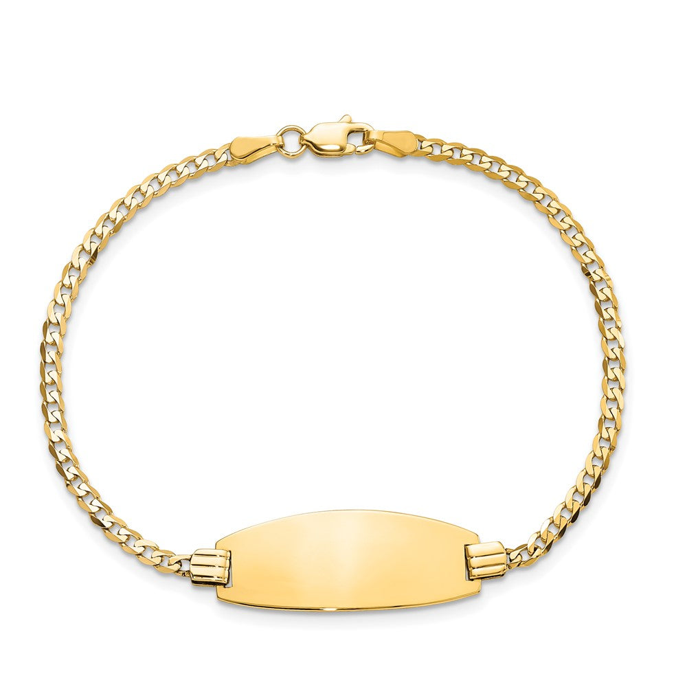 Solid 14K Yellow Gold Oval Curb ID Bracelet