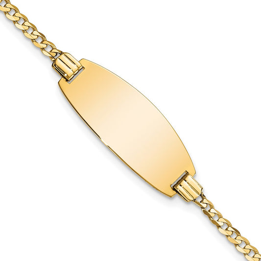 Solid 14K Yellow Gold Oval Curb ID Bracelet