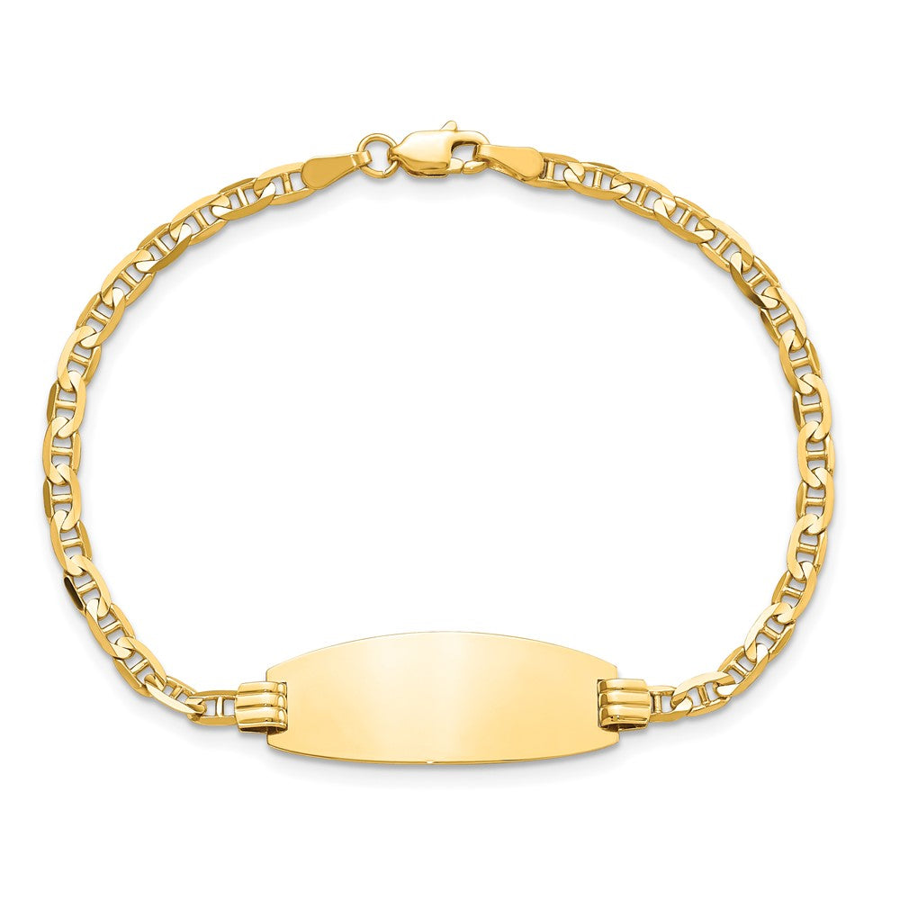 Solid 14K Yellow Gold Oval Anchor ID Bracelet