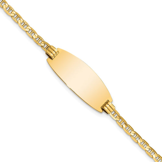 Solid 14K Yellow Gold Oval Anchor ID Bracelet