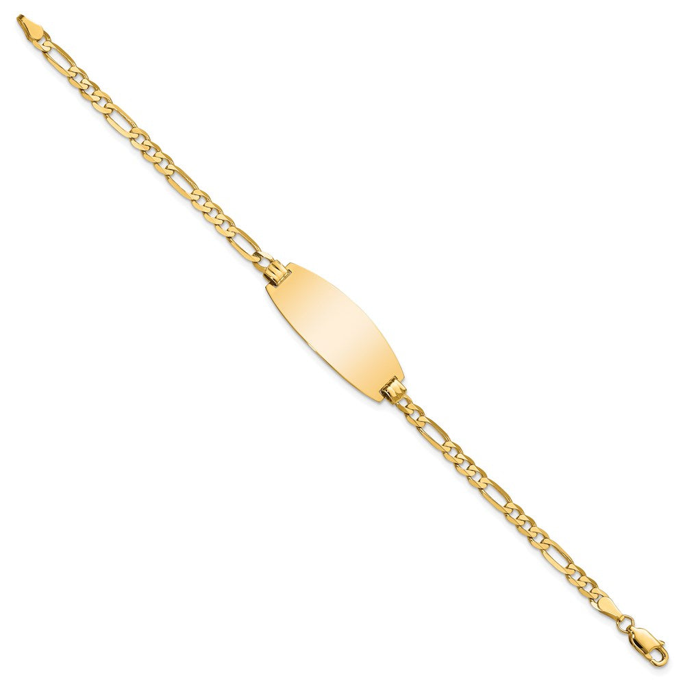 Solid 14K Yellow Gold Oval Figaro ID Bracelet