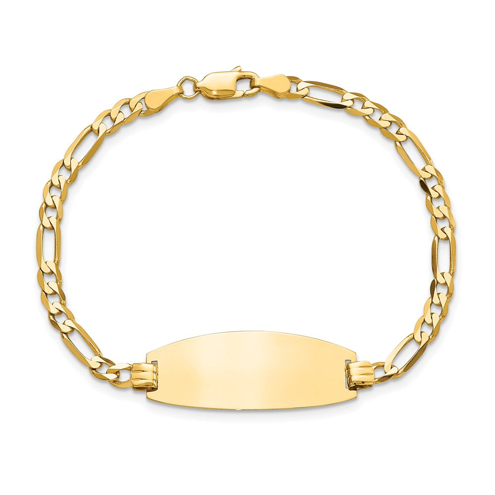 Solid 14K Yellow Gold Oval Figaro ID Bracelet