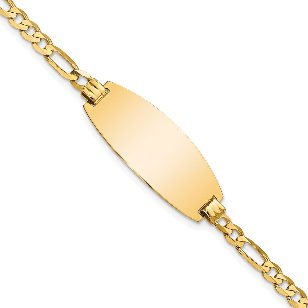 Solid 14K Yellow Gold Oval Figaro ID Bracelet