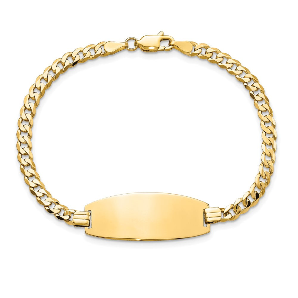 Solid 14K Yellow Gold Oval Curb ID Bracelet