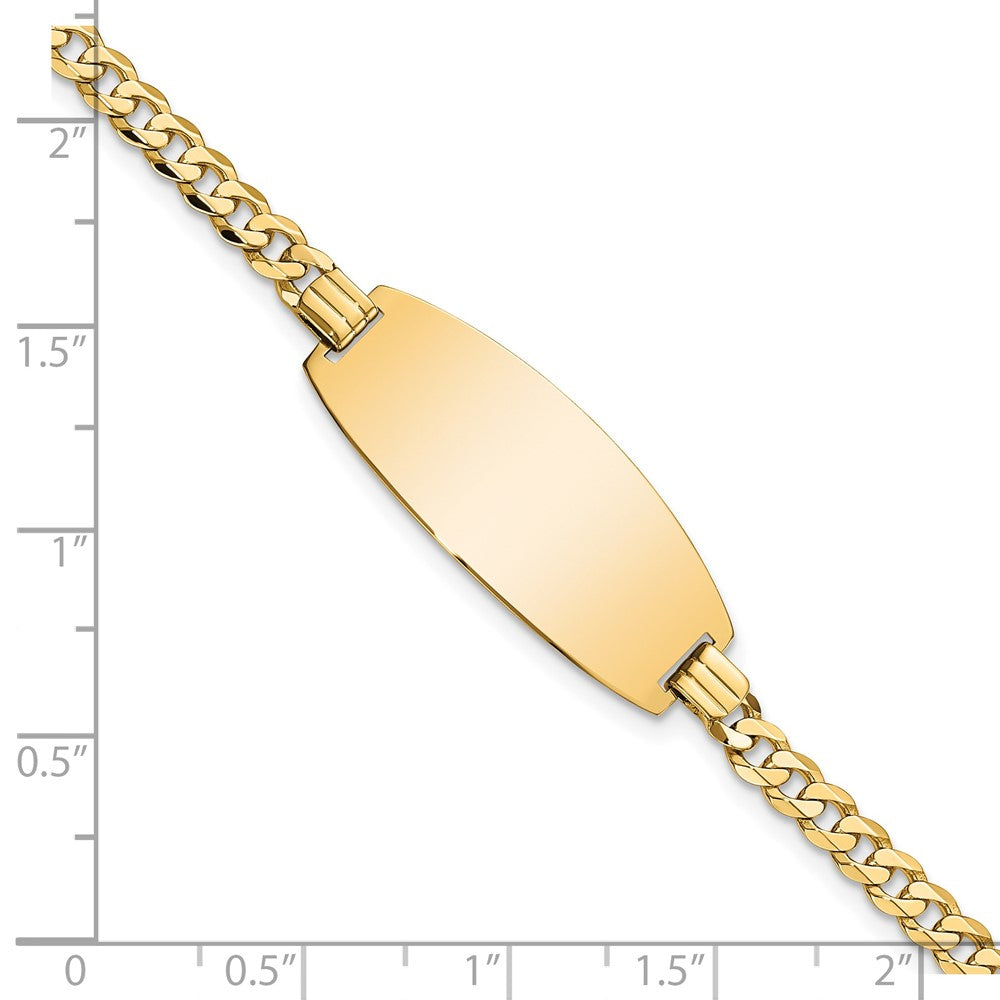 Solid 14K Yellow Gold Oval Curb ID Bracelet