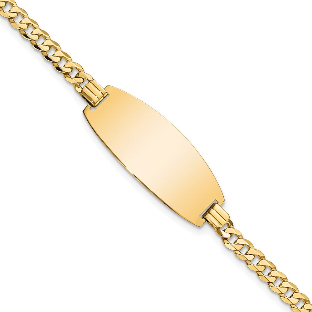 Solid 14K Yellow Gold Oval Curb ID Bracelet