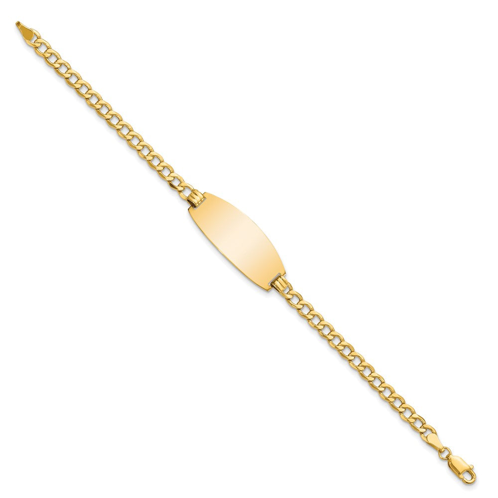 14k Semi-solid Oval Curb ID Bracelet