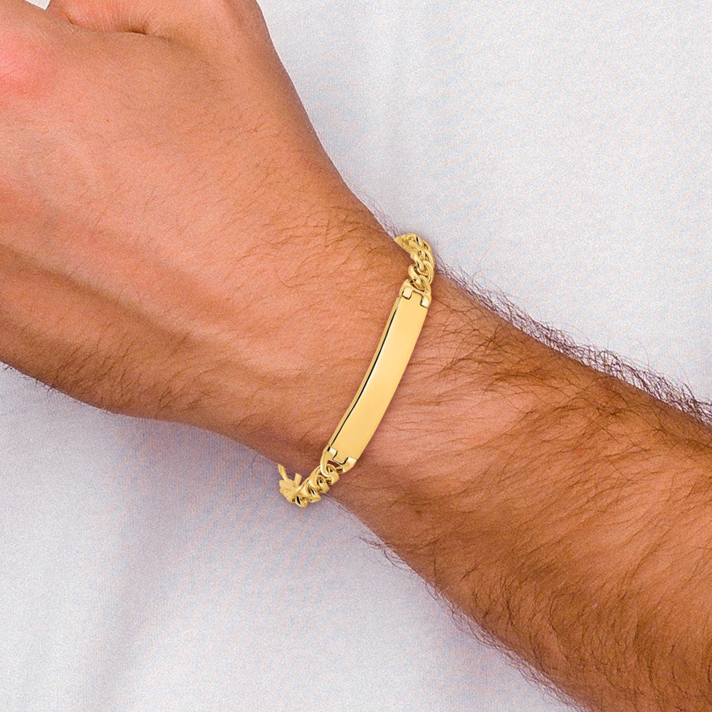 Solid 14K Yellow Gold 8 inch 7mm Hand Polished Figaro Link with Fancy Lobster Clasp Bracelet