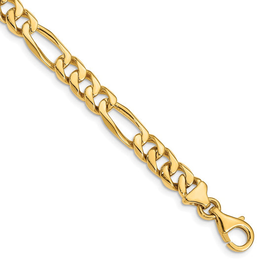 Solid 14K Yellow Gold 22 inch 7mm Hand Polished Figaro Link with Fancy Lobster Clasp Chain Chain