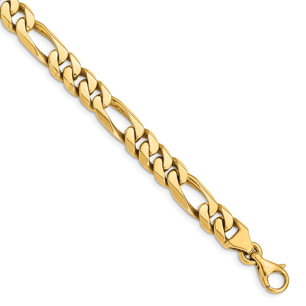 Solid 14K Yellow Gold 20 inch 8mm Hand Polished Figaro Link with Fancy Lobster Clasp Chain Chain