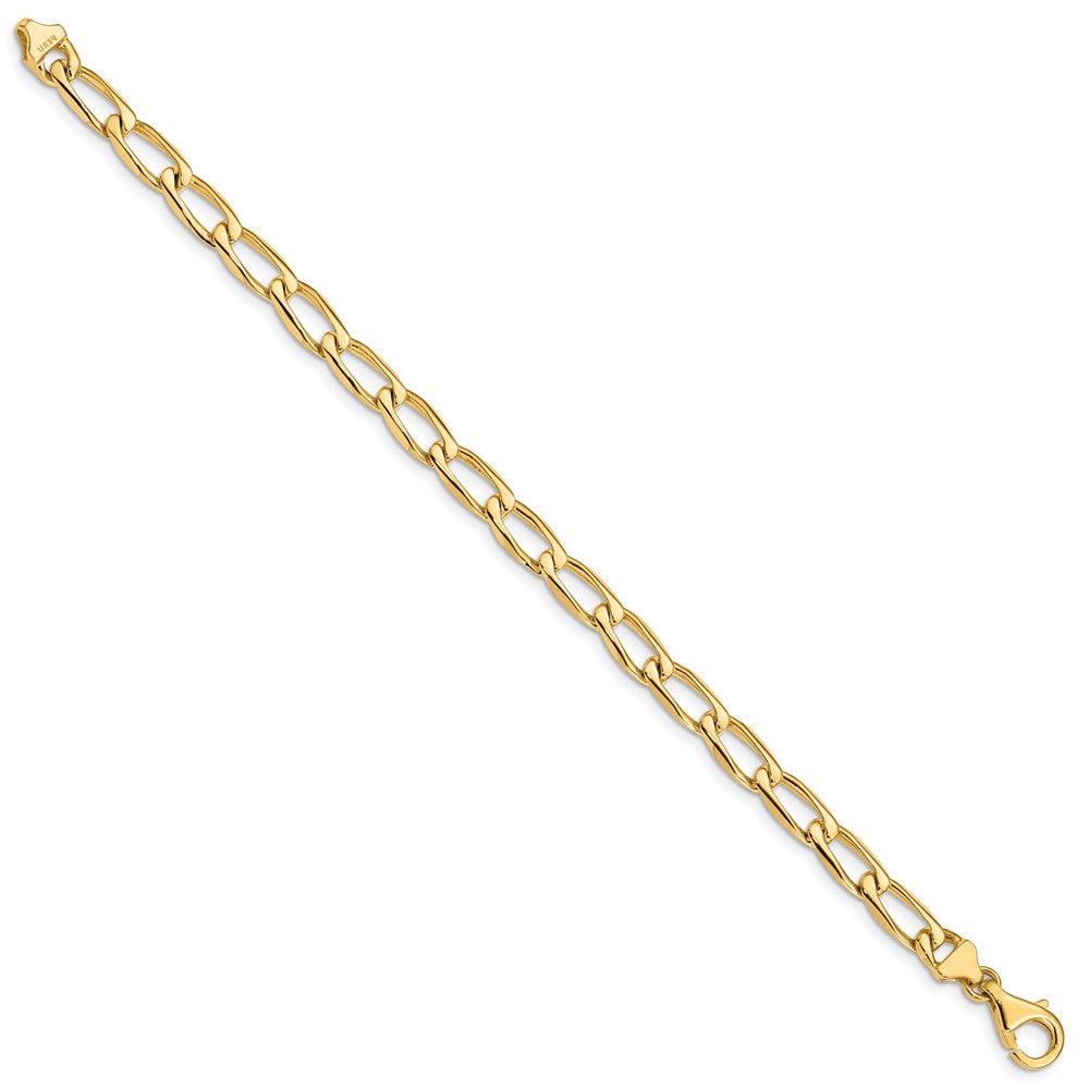 Solid 14K Yellow Gold 7 inch 5.9mm Hand Polished Fancy Open Link with Fancy Lobster Clasp Bracelet