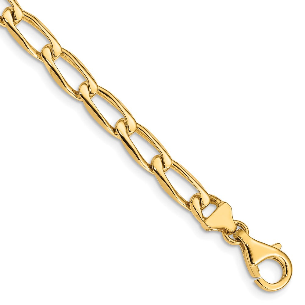 Solid 14K Yellow Gold 8 inch 5.9mm Hand Polished Fancy Open Link with Fancy Lobster Clasp Bracelet