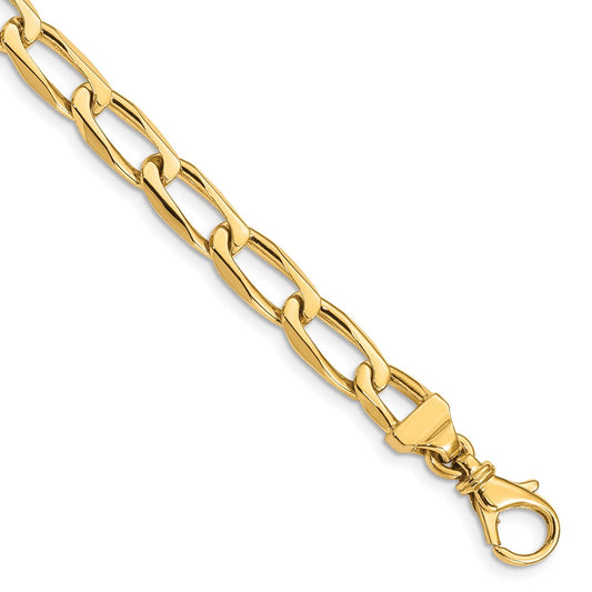 Solid 14K Yellow Gold 22 inch 6.5mm Hand Polished Fancy Open Link with Fancy Lobster Clasp Chain Necklace