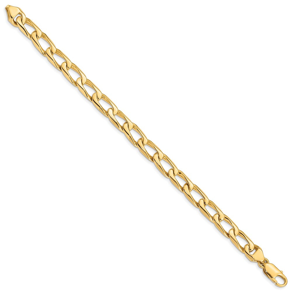 Solid 14K Yellow Gold 9 inch 8.5mm Hand Polished Fancy Open Link with Lobster Clasp Bracelet