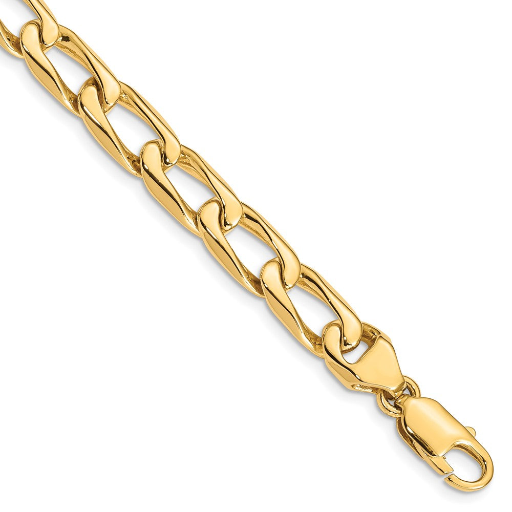 Solid 14K Yellow Gold 20 inch 8.5mm Hand Polished Fancy Open Link with Lobster Clasp Chain Necklace