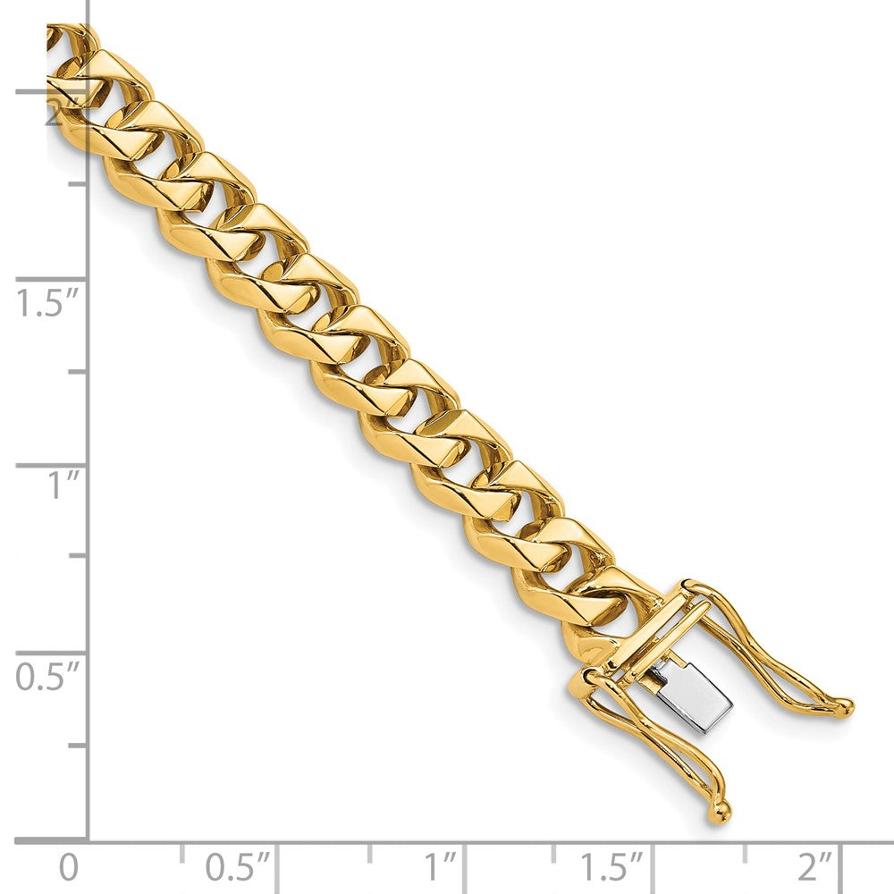 Solid 14K Yellow Gold 9 inch 7mm Hand Polished Fancy Traditional Link with Box Catch Clasp Bracelet