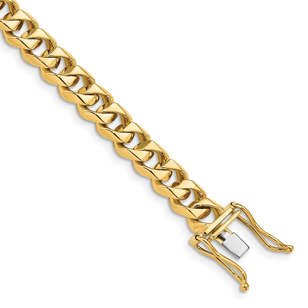 Solid 14K Yellow Gold 8.5 inch 7mm Hand Polished Fancy Traditional Link with Box Catch Clasp Bracelet