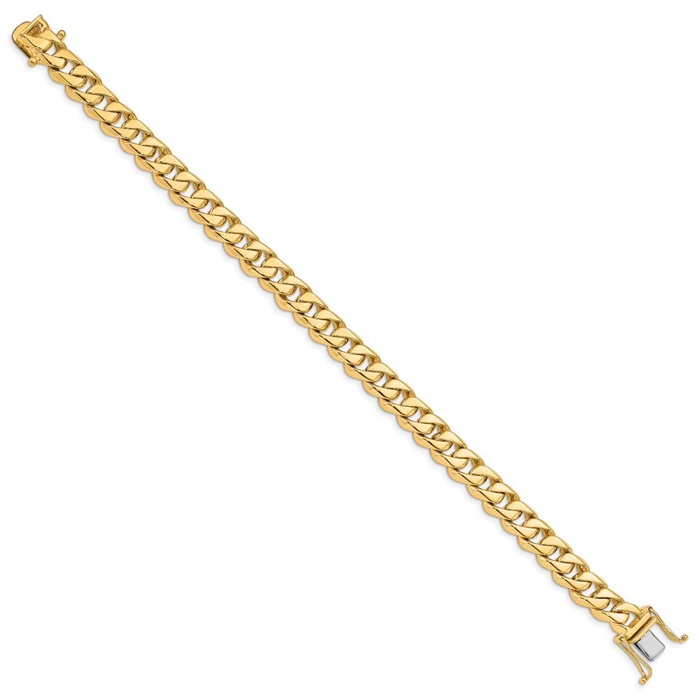 Solid 14K Yellow Gold 8.5 inch 8.5mm Hand Polished Fancy Traditional Link with Box Catch Clasp Bracelet