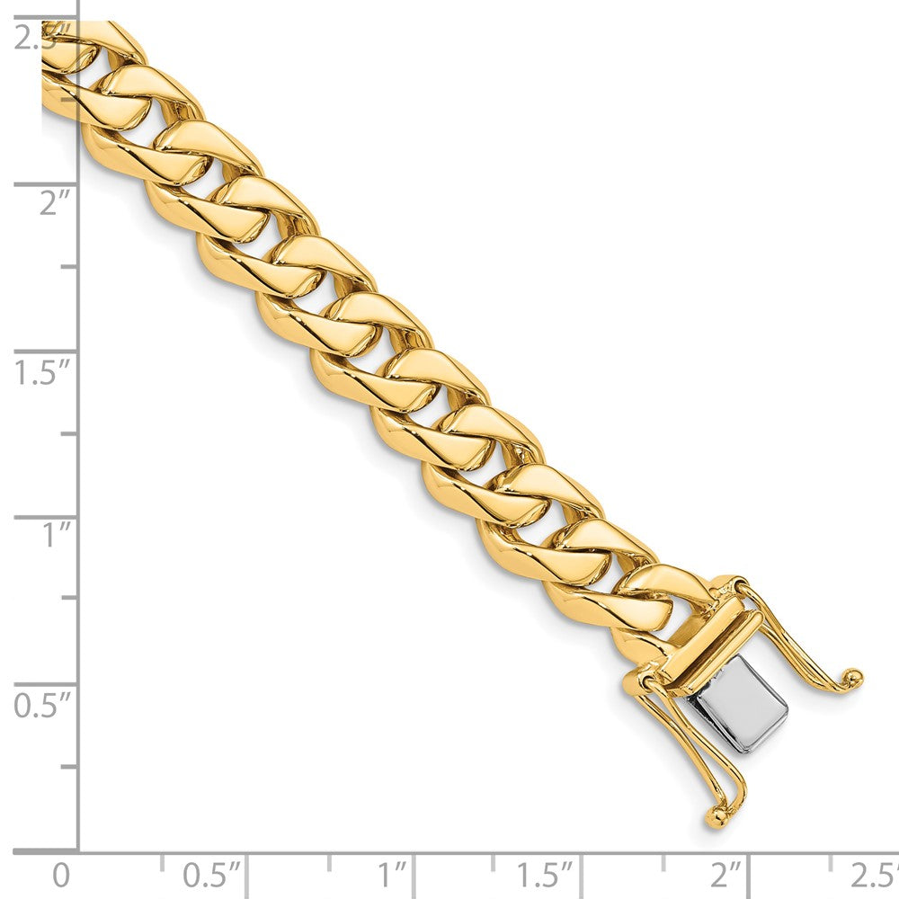 Solid 14K Yellow Gold 8.5 inch 8.5mm Hand Polished Fancy Traditional Link with Box Catch Clasp Bracelet