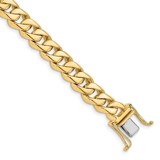 Solid 14K Yellow Gold 24 inch 8.5mm Hand Polished Fancy Traditional Link with Box Catch Clasp Chain Necklace