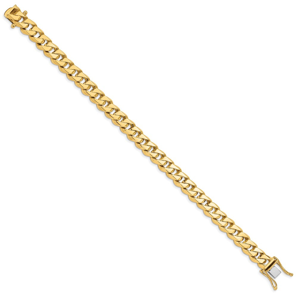 Solid 14K Yellow Gold 8.5 inch 8.6mm Hand Polished Fancy Traditional Link with Box Catch Clasp Bracelet