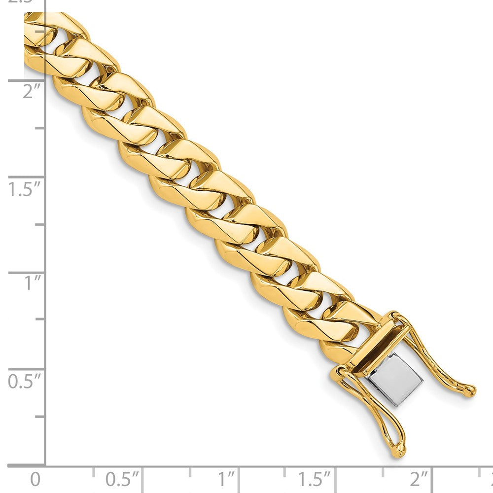 Solid 14K Yellow Gold 8.5 inch 8.6mm Hand Polished Fancy Traditional Link with Box Catch Clasp Bracelet