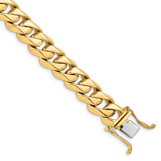 Solid 14K Yellow Gold 20 inch 11mm Hand Polished Fancy Traditional Link with Box Catch Clasp Chain Necklace