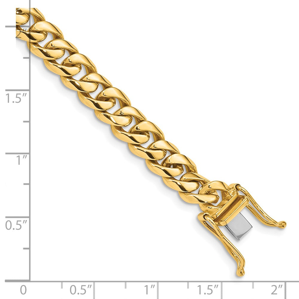 Solid 14K Yellow Gold 8 inch 7.25mm Hand Polished Rounded Curb Link with Box Catch Clasp Bracelet