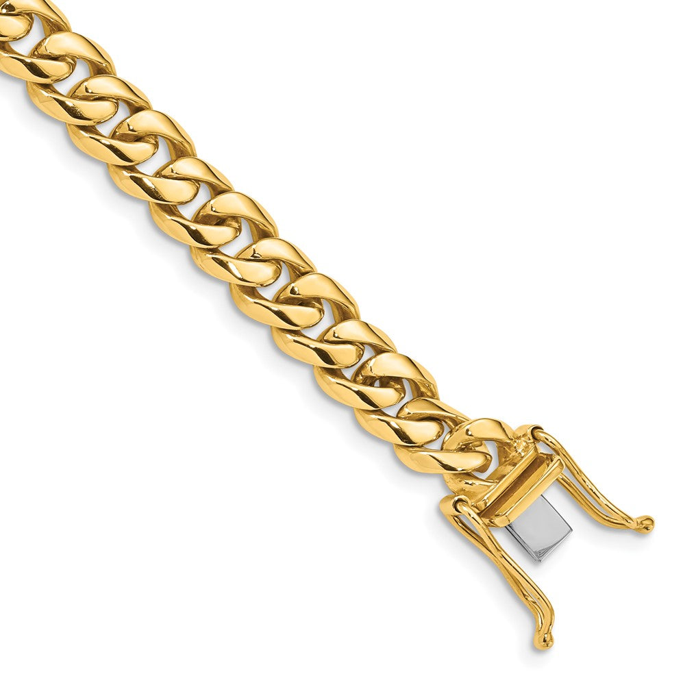 Solid 14K Yellow Gold 8 inch 7.25mm Hand Polished Rounded Curb Link with Box Catch Clasp Bracelet