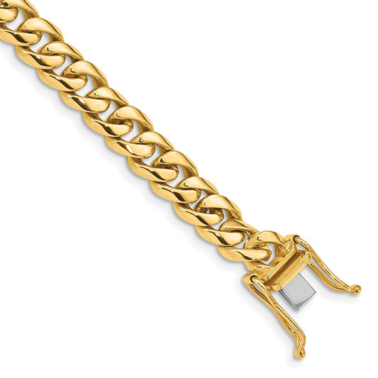 Solid 14K Yellow Gold 8 inch 7.25mm Hand Polished Rounded Curb Link with Box Catch Clasp Bracelet