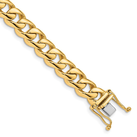 Solid 14K Yellow Gold 22 inch 8.4mm Hand Polished Rounded Curb Link with Box Catch Clasp Chain Necklace