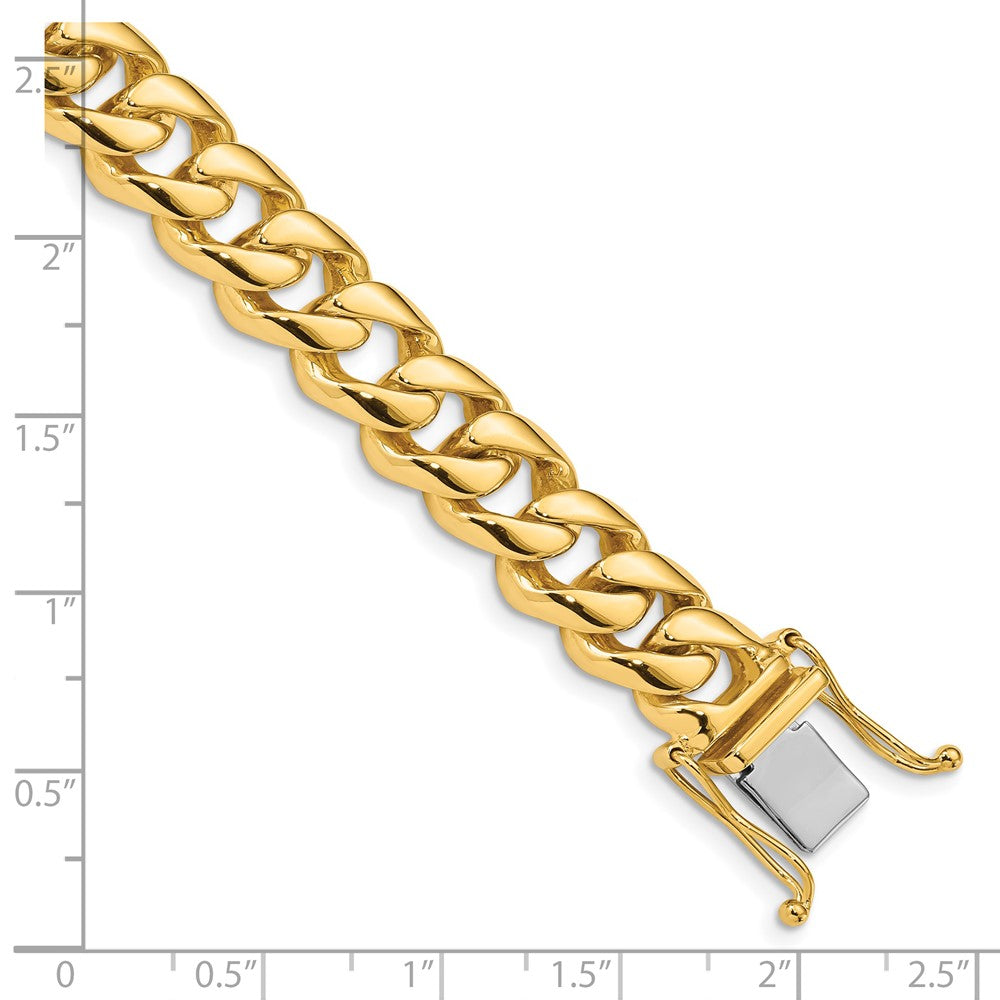 Solid 14K Yellow Gold 8 inch 9.6mm Hand Polished Rounded Curb Link with Box Catch Clasp Bracelet