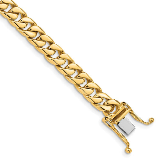 Solid 14K Yellow Gold 22 inch 6.8mm Hand Polished Flat Beveled Curb Link with Box Catch Clasp Chain Necklace