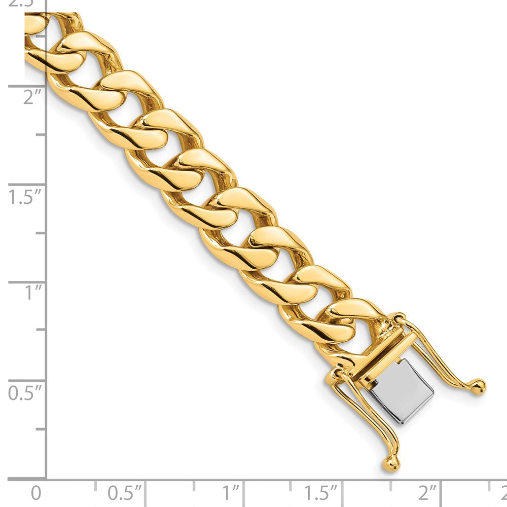 Solid 14K Yellow Gold 22 inch 9.7mm Hand Polished Flat Beveled Curb Link with Box Catch Clasp Chain Necklace