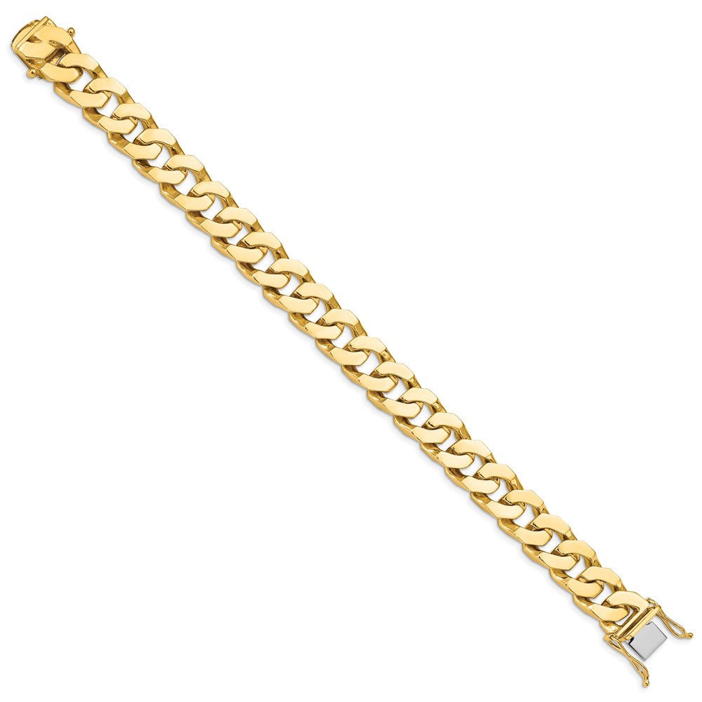 Solid 14K Yellow Gold 8 inch 11.6mm Hand Polished Fancy Link with Box Catch Bracelet