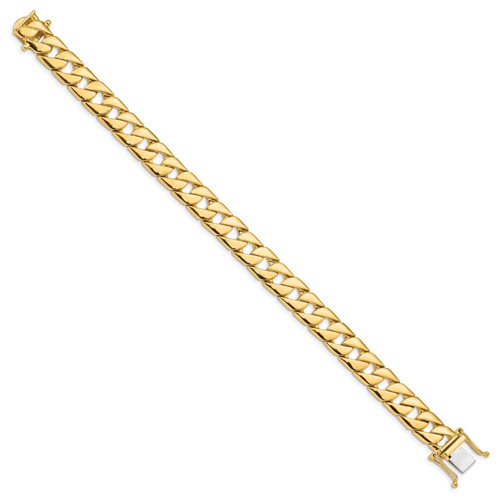 Solid 14K Yellow Gold 8 inch 10.2mm Hand Polished Fancy Link with Box Catch Bracelet