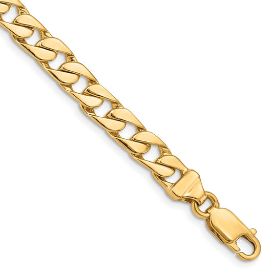 Solid 14K Yellow Gold 8 inch 6.5mm Hand Polished Fancy Link with Lobster Clasp Bracelet