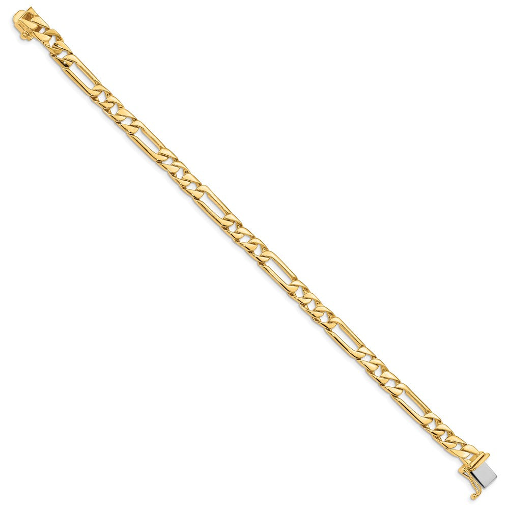 Solid 14K Yellow Gold 8 inch 6mm Hand Polished Figaro Link with Box Catch Clasp Bracelet