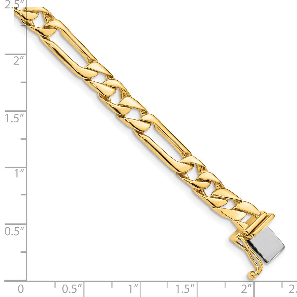 Solid 14K Yellow Gold 8 inch 6mm Hand Polished Figaro Link with Box Catch Clasp Bracelet