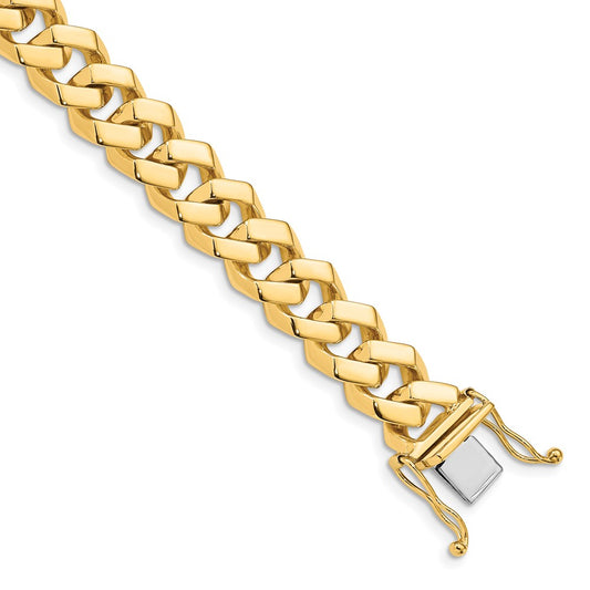 Solid 14K Yellow Gold 9 inch 10mm Hand Polished Fancy Link with Box Catch Clasp Bracelet