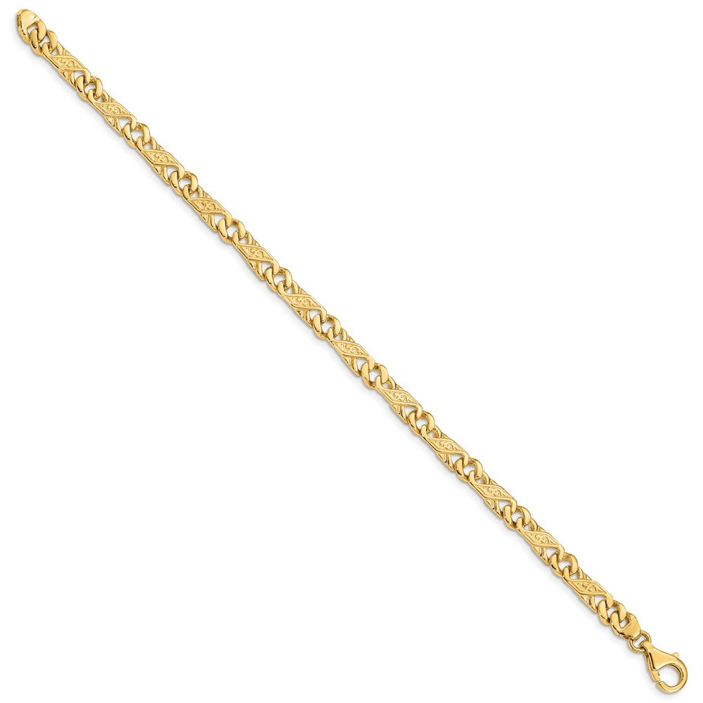 Solid 14K Yellow Gold 7 inch 5.5mm Hand Polished Fancy Link with Fancy Lobster Clasp Bracelet