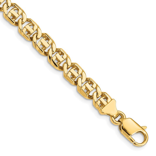 Solid 14K Yellow Gold 18 inch 6.75mm Hand Polished Fancy Link with Lobster Clasp Chain Necklace