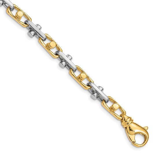 Solid 14K Two-tone Gold 9 inch 5.8mm Hand Polished Fancy Link with Fancy Lobster Clasp Bracelet